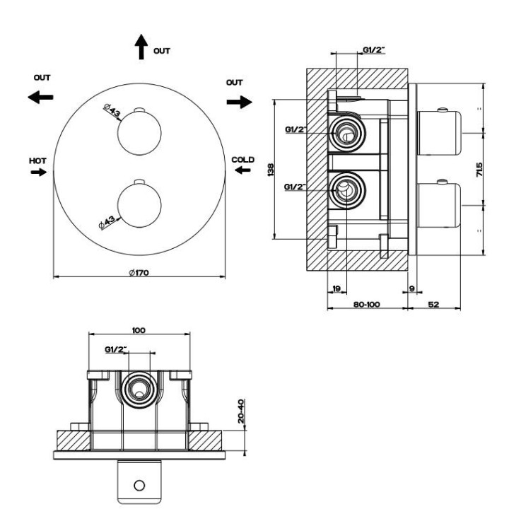 Bateria natryskowa podtynkowa Gessi Goccia chrom- sanitbuy.pl