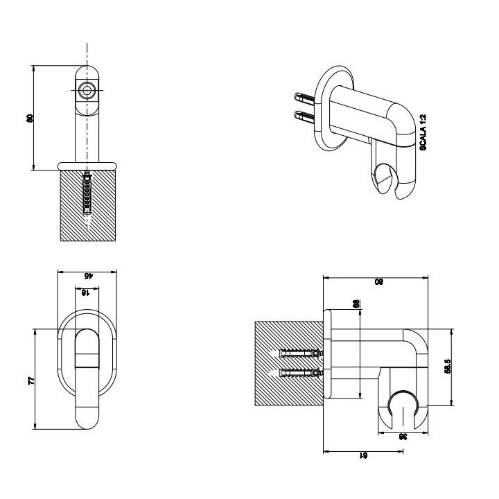 Uchwyt prysznicowy Gessi Goccia czarny mat- sanitbuy.pl