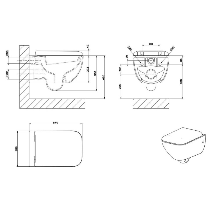 Miska wc wisząca Gessi Goccia 35.5 x 54cm biała odpływ poziomy- sanitbuy.pl