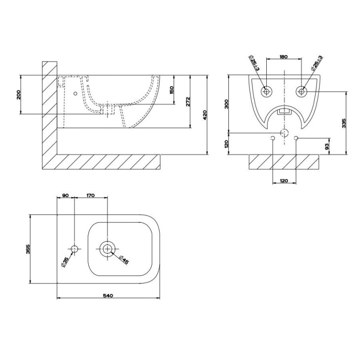 Bidet wiszący Gessi Goccia biały 54 x 35,5 cm- sanitbuy.pl