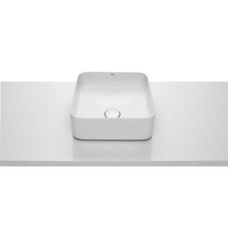Umywalka nablatowa Roca Inspira Soft 37 x 37cm bez otworu przelewowego, bez otworu na baterię biała- sanitbuy.pl