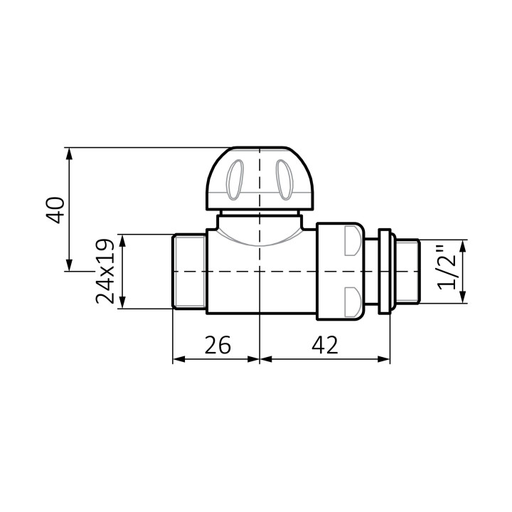 Zawór trójosiowy termostatyczny Terma, gwint zewnętrzny, Lewy - chrom - sanitbuy.pl