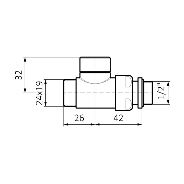 Zawór regulacyjny prosty Terma, gwint zewnętrzny - chrom - sanitbuy.pl