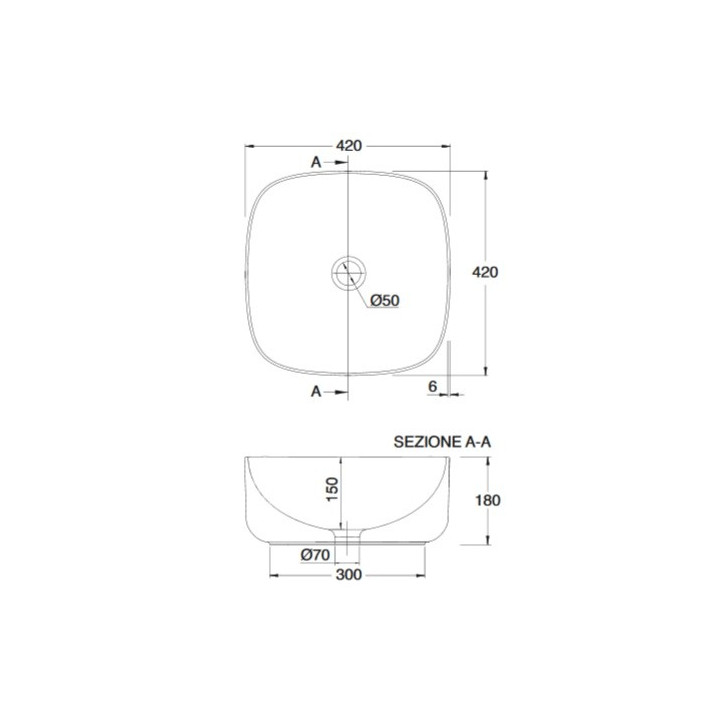 Umywalka nablatowa Scarabeo Moon 42x42cm biała- sanitbuy.pl