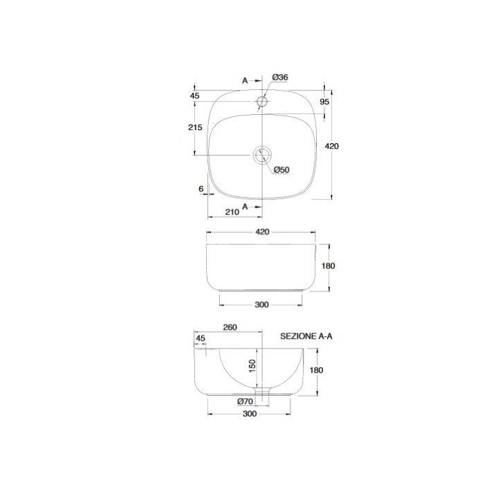 Umywalka nablatowa Scarabeo Moon 42x42cm biała- sanitbuy.pl