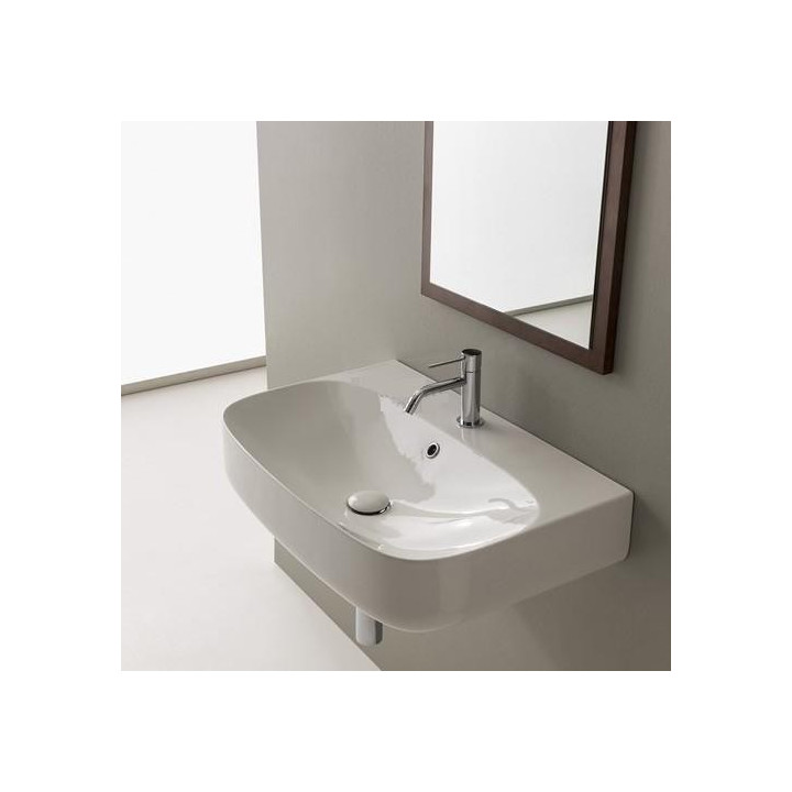 Umywalka ścienna Scarabeo Moon 70x45cm biała bez przelewu, z otworem na baterie - sanitbuy.pl