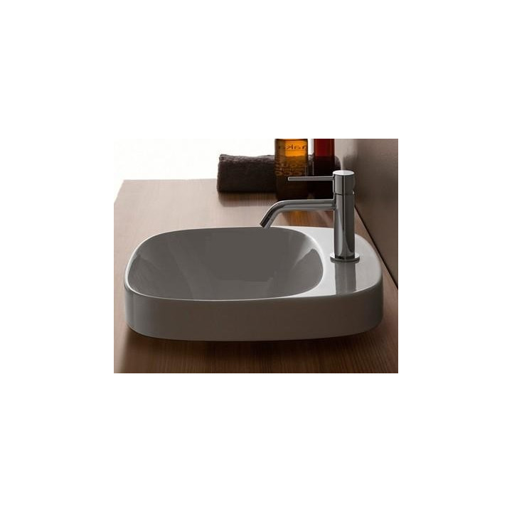 Umywalka wpuszczana w blat Scarabeo Moon 42x42cm biała bez przelewu, z otworem na baterię- sanitbuy.pl