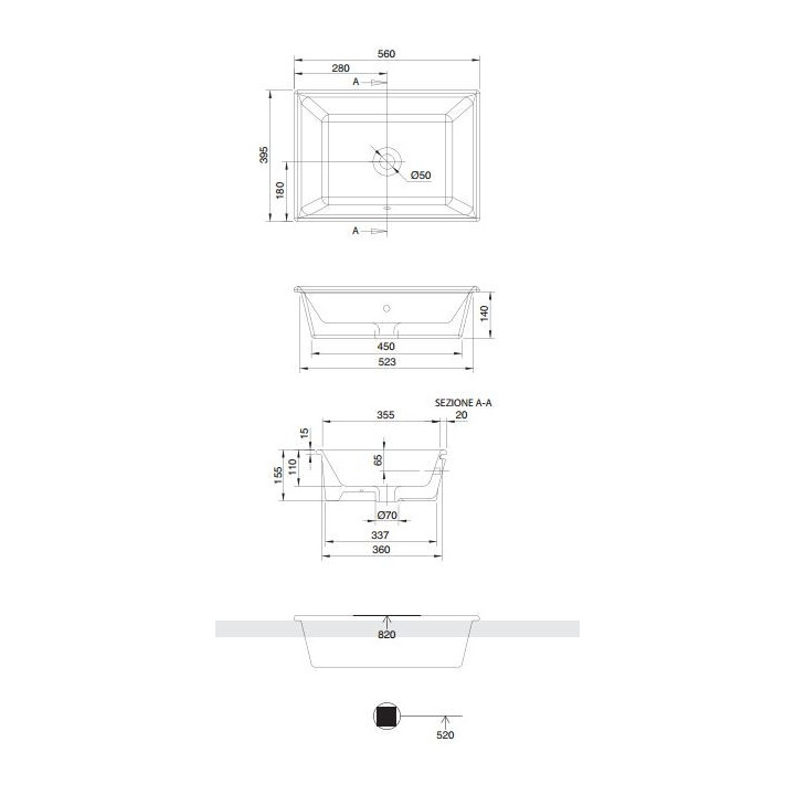 Umywalka wpuszczana w blat Scarabeo Gaia-Tech-Miky 56x39,5x15,5 cm, biała- sanitbuy.pl
