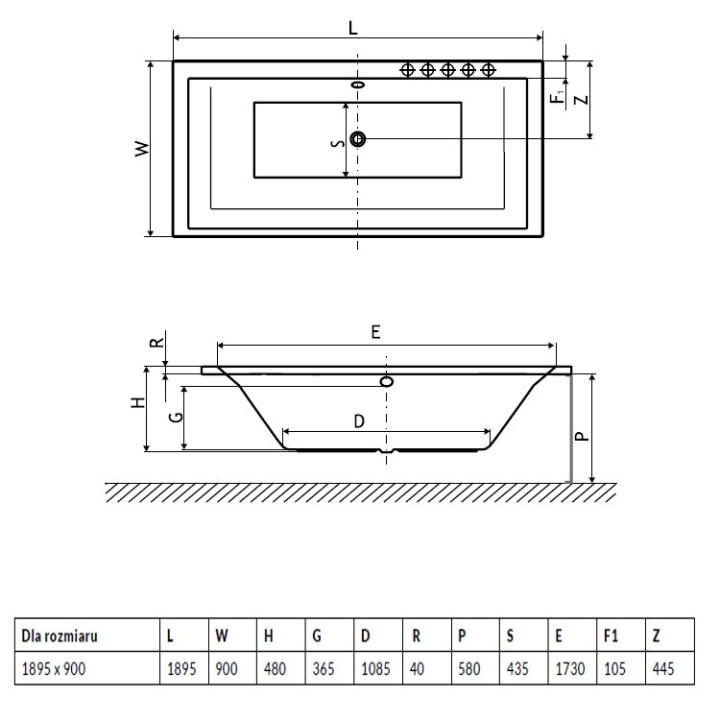 Wanna Excellent Crown Grand prostokątna 189,5x90 cm- sanitbuy.pl