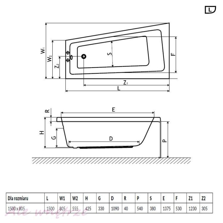 Wanna Excellent Ava Side narożna 150x80,5 cm akrylowa lewa, biała- sanitbuy.pl