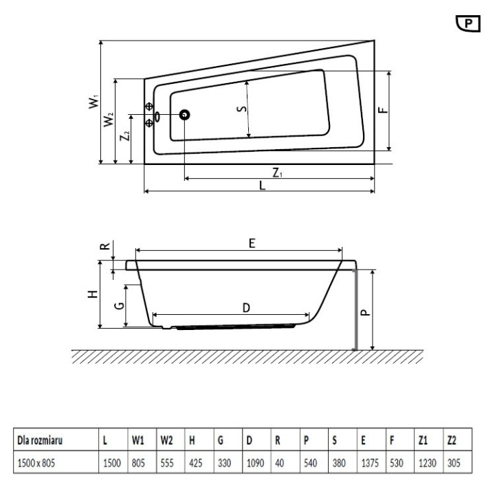 Wanna Excellent Ava Side narożna 150x80,5 cm akrylowa lewa, biała- sanitbuy.pl