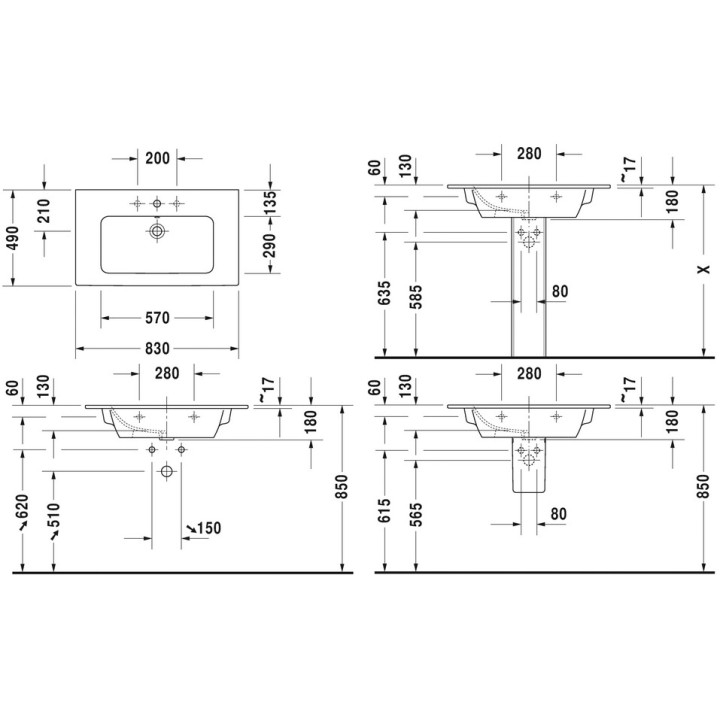 Umywalka Duravit ME by Starck 103x49 cm z jednym otworem na baterię - sanitbuy.pl