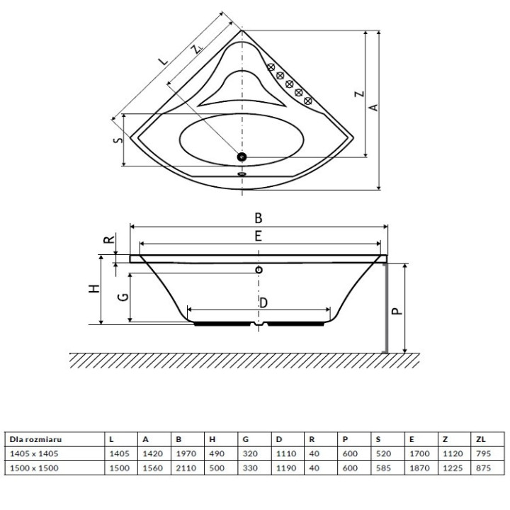 Wanna Excellent Glamour narożna 140,5x140,5 cm akrylowa symetryczna, biała - sanitbuy.pl