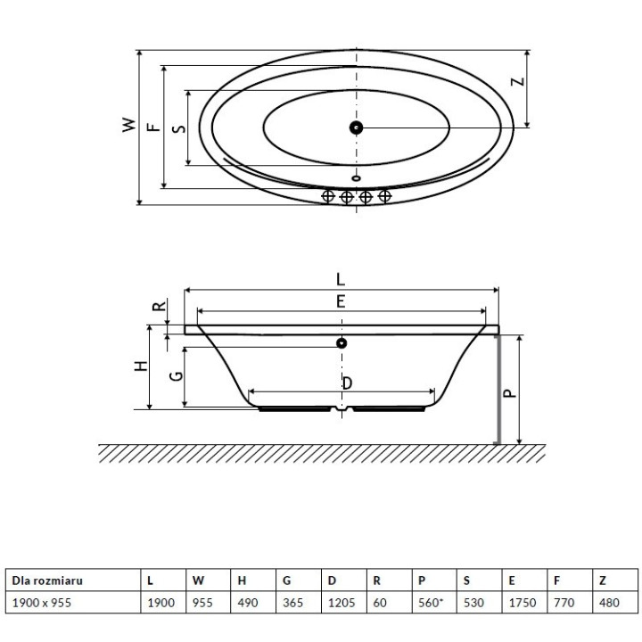 Wanna Excellent Lumina owalna 190x96 cm- sanitbuy.pl