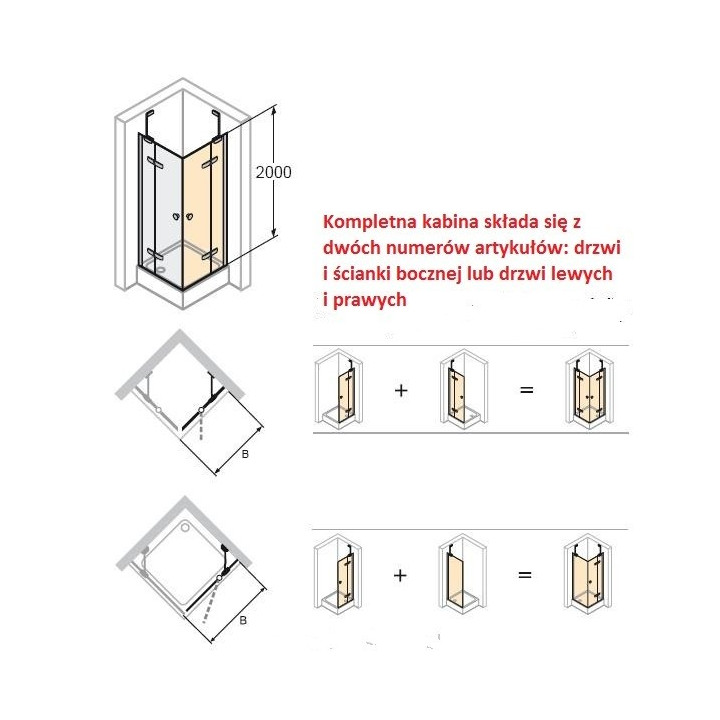 Drzwi skrzydłowe lewe do ścianki bocznej Huppe Enjoy ELEGANCE 75 cm, montaż na posadzce, srebrny mat, szkło przeźroczyste- sanit
