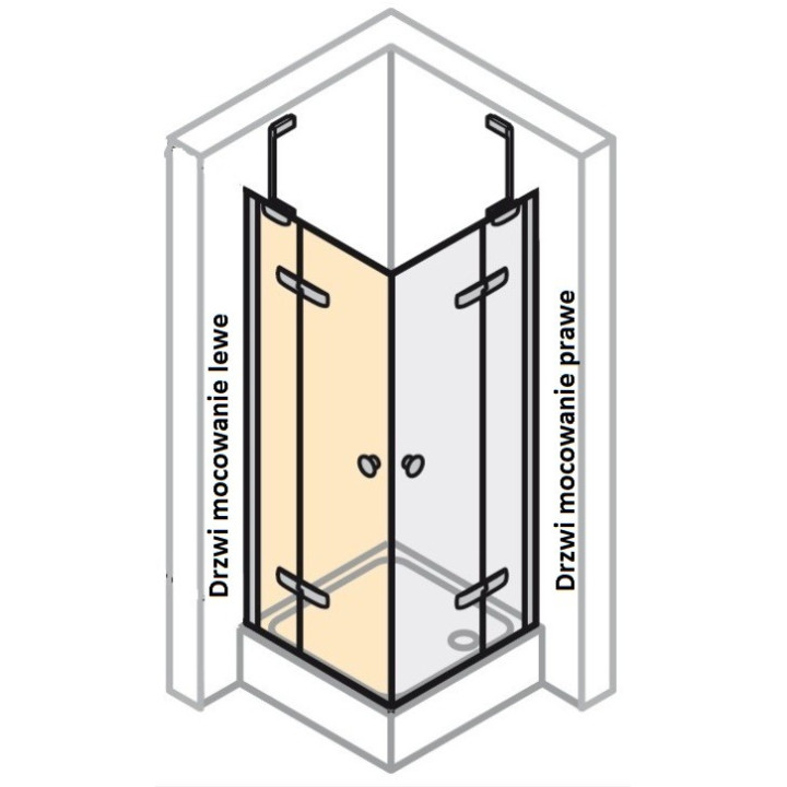 Drzwi skrzydłowe lewe do ścianki bocznej Huppe Enjoy ELEGANCE 75 cm, montaż na posadzce, srebrny mat, szkło przeźroczyste- sanit