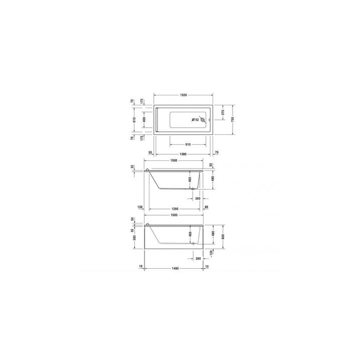 Wanna prostokątna Duravit Starck 150x75cm biała- sanitbuy.pl
