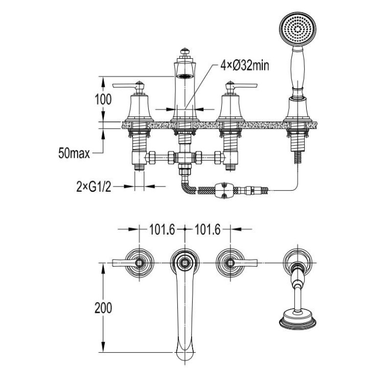 Bateria wannowa natynkowa Omnires Armance chrom wylewka 20,5cm- sanitbuy.pl