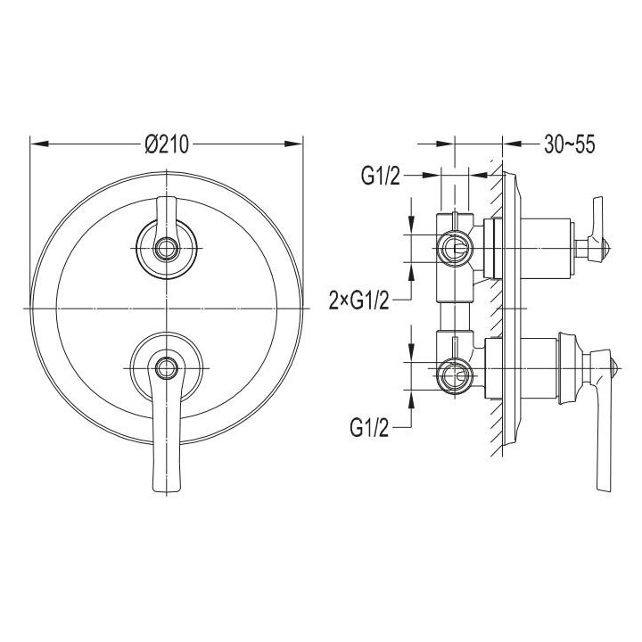 Bateria wannowa podtynkowa Omnires Armance chrom 2-drożna- sanitbuy.pl