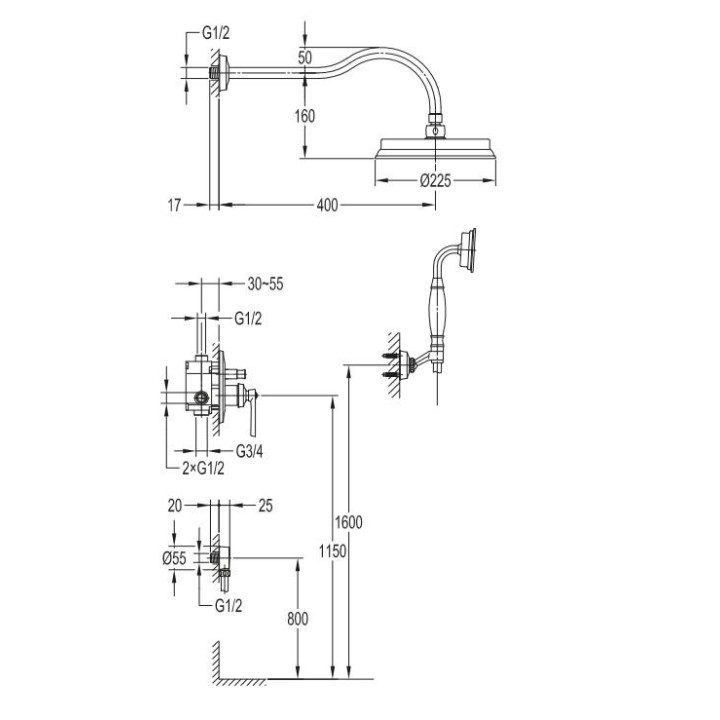 Zestaw podtynkowy natryskowy Omnires Armance chrom - sanitbuy.pl