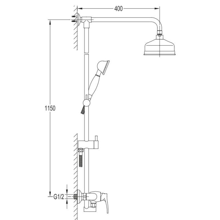 Bateria wannowa Omnires Art Deco z słuchawką złota- sanitbuy.pl