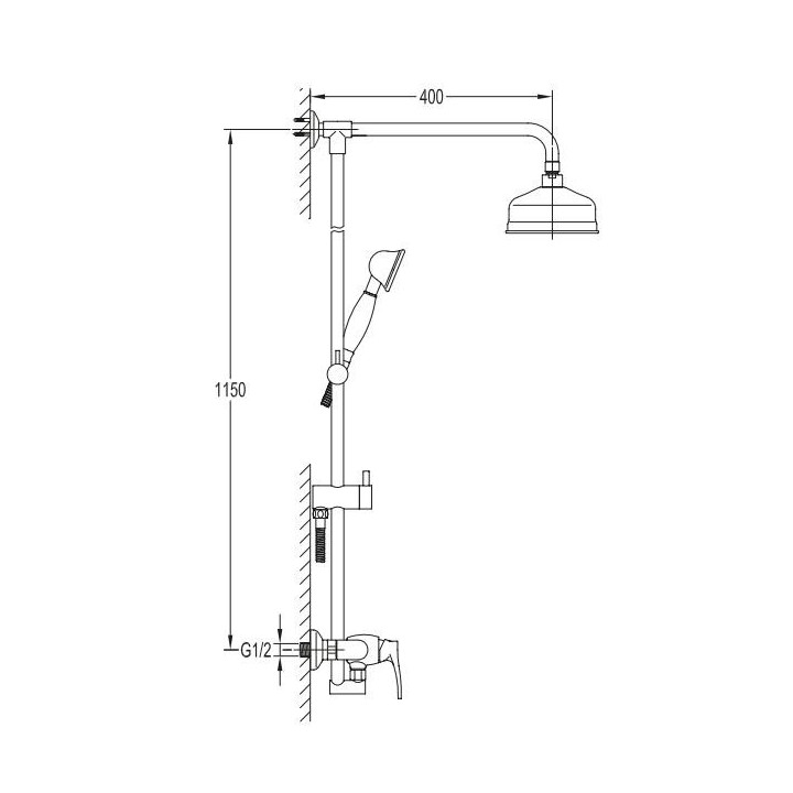 Bateria wannowa kompletna Omnires Art Deco miedź antyczna wylewka 19.5cm- sanitbuy.pl