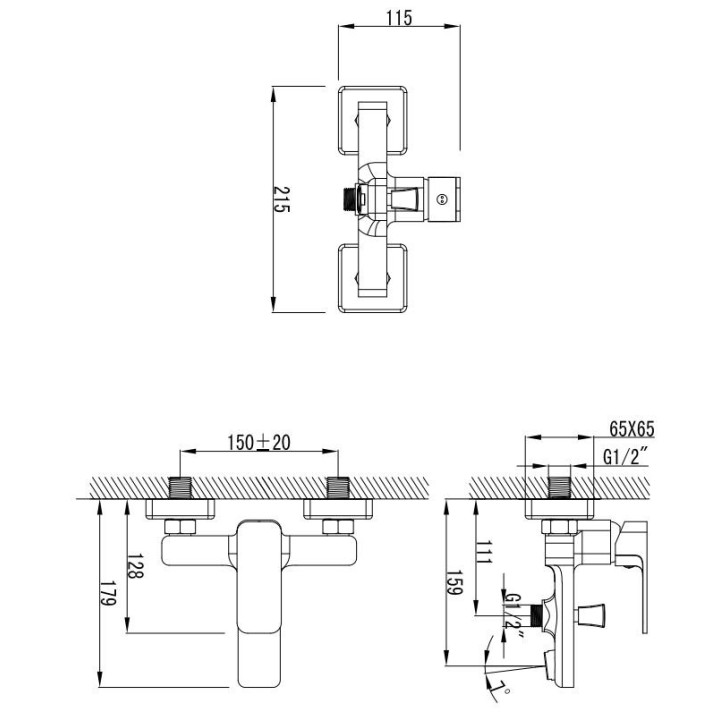 Bateria prysznicowa natynkowa Omnires Apure chrom - sanitbuy.pl