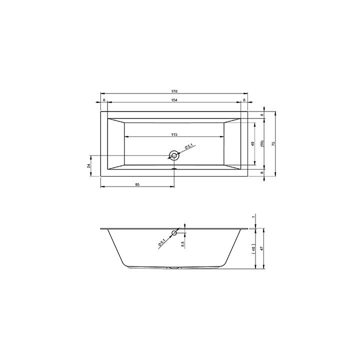 Wanna prostokątna 170x75cm Riho Lugo biała 170L- sanitbuy.pl