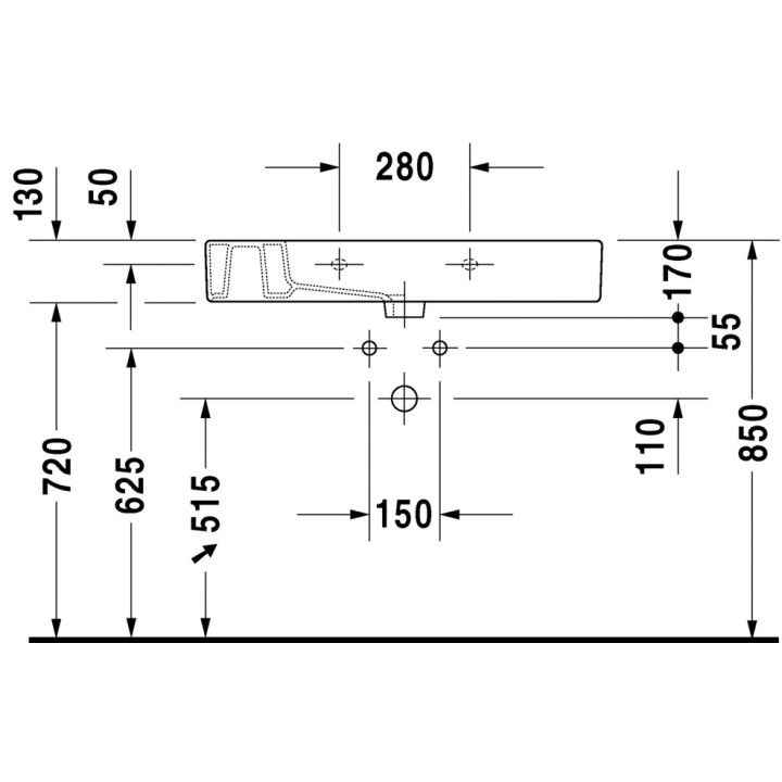 Umywalka Duravit Vero meblowa 850x490 mm- sanitbuy.pl