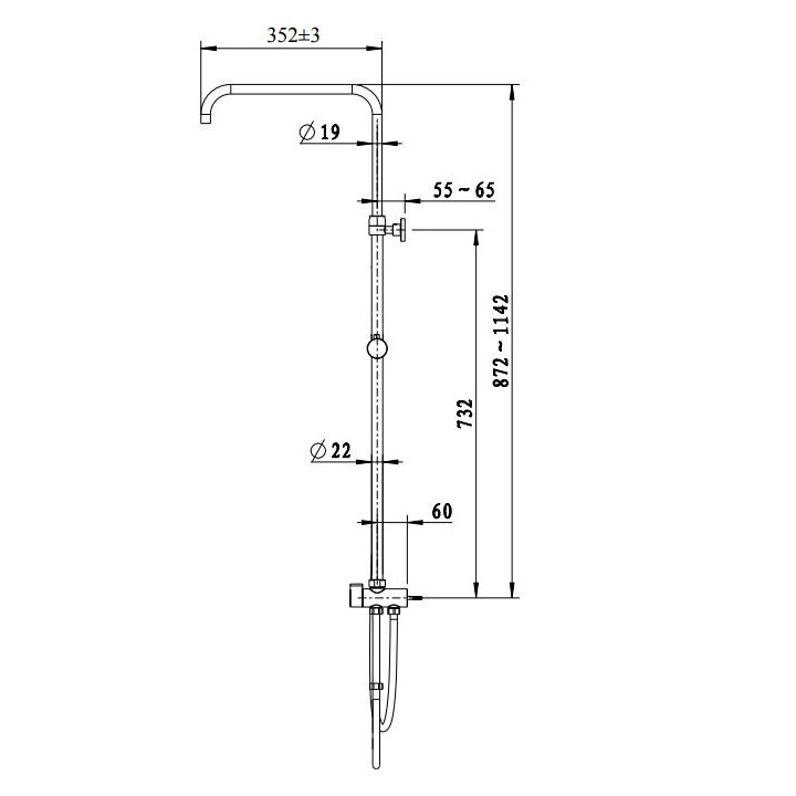 System prysznicowy Omnires Darling natynkowy chrom wysokość 80-115cm- sanitbuy.pl