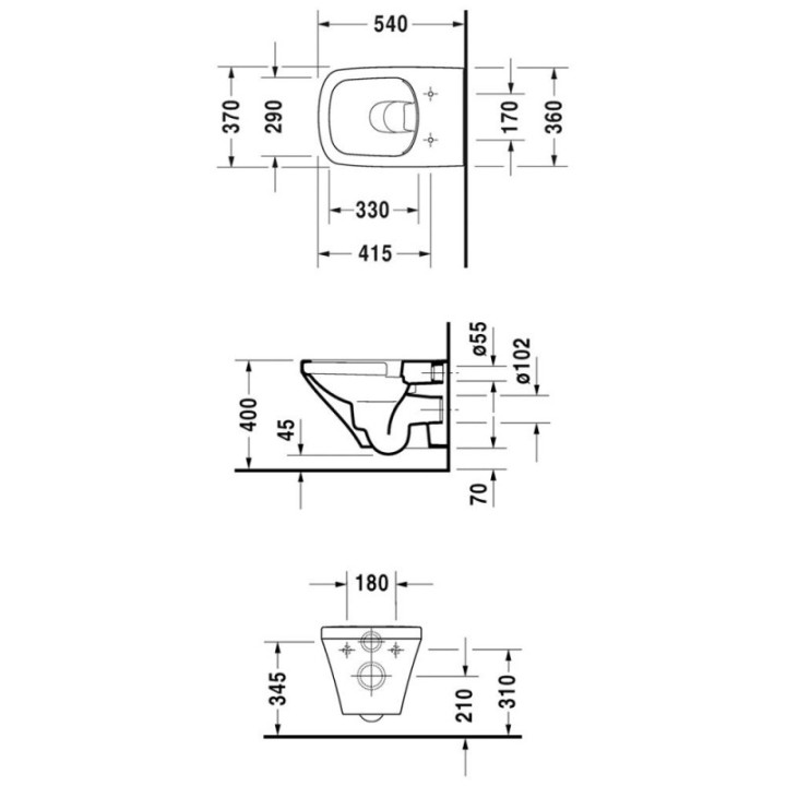 Miska WC Duravit DuraStyle podwieszana Rimless 37x54 cm, lejowa, biała z powłoką WonderGliss- sanitbuy.pl