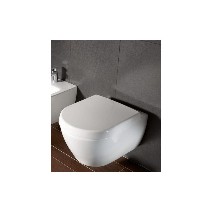 Miska WC Villeroy & Boch Subway 2.0 wisząca lejowa 37,5x56,5 cm bez kołnierza wewnętrznego, Weiss Alpin + AntiBac- sanitbuy.pl