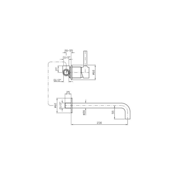 Bateria umywalkowa Zucchetti Pan, 2 otworowa podtynkowa, wylewka 230 mm, czarny mat- sanitbuy.pl