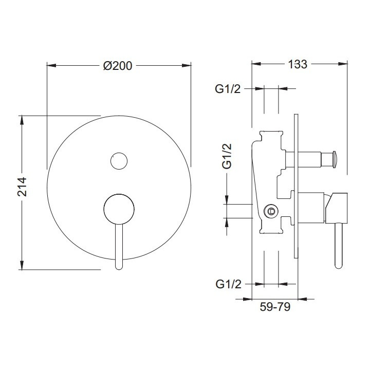 Bateria prysznicowa Blue Water Icona jednouchwytowa  podtynkowa z przełącznikiem, chrom - sanitbuy.pl