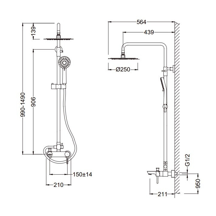 Zestaw wannowo-prysznicowy Blue Water Icona natynkowy, chrom - sanitbuy.pl