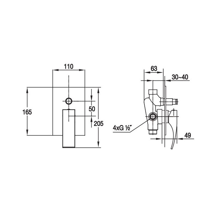 Bateria prysznicowa podtynkowa Blue Water Liwia jednouchwytowa z przełącznikiem, chrom- sanitbuy.pl