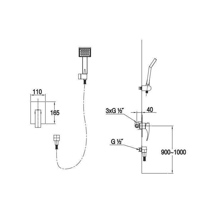 Zestaw prysznicowy podtynkowy Blue Water Liwia chrom - sanitbuy.pl