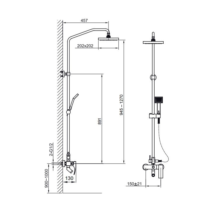 Zestaw wannowo-prysznicowy Blue Water Liwia natynkowy, chrom - sanitbuy.pl