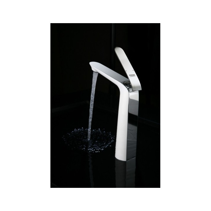 Bateria umywalkowa wysoka Art Platino Emira Jednouchwytowa wysokość 28cm chrom/biała - sanitbuy.pl