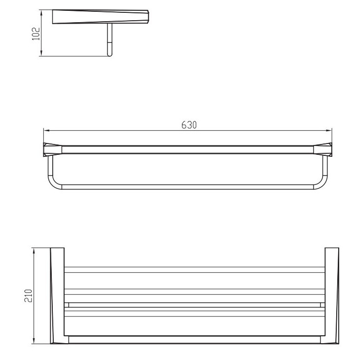 Półka na ręczniki z relingiem, Art Platino Rok chrom - sanitbuy.pl