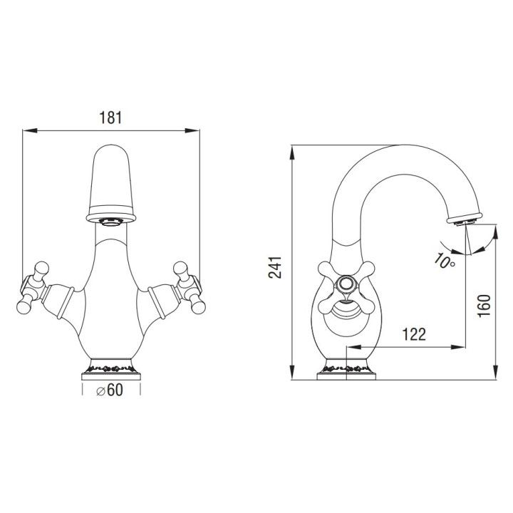 Bateria umywalkowa, Art Platino Nikolas dwuuchwytowa chrom - sanitbuy.pl