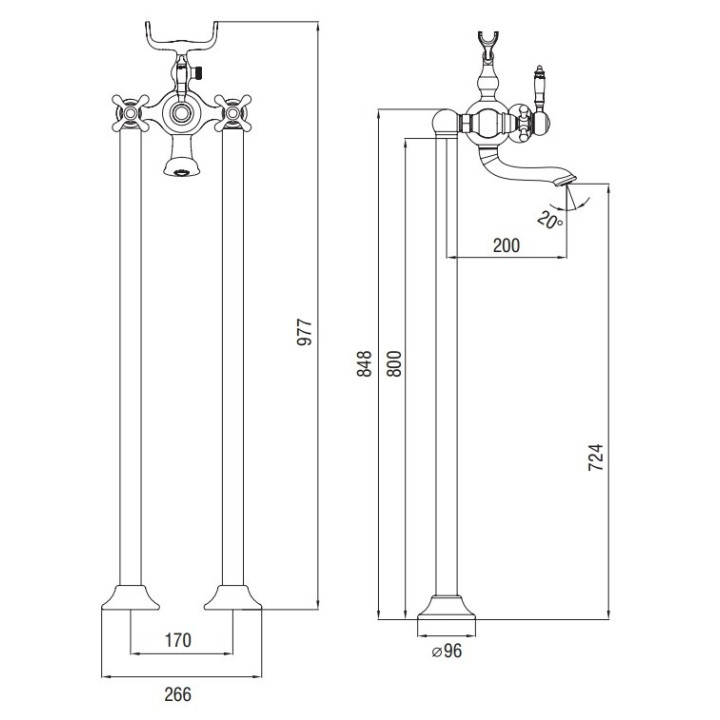 Bateria wannowa Art Platino Nikolas Dwuuchwytowa wolnostojąca, chrom - sanitbuy.pl