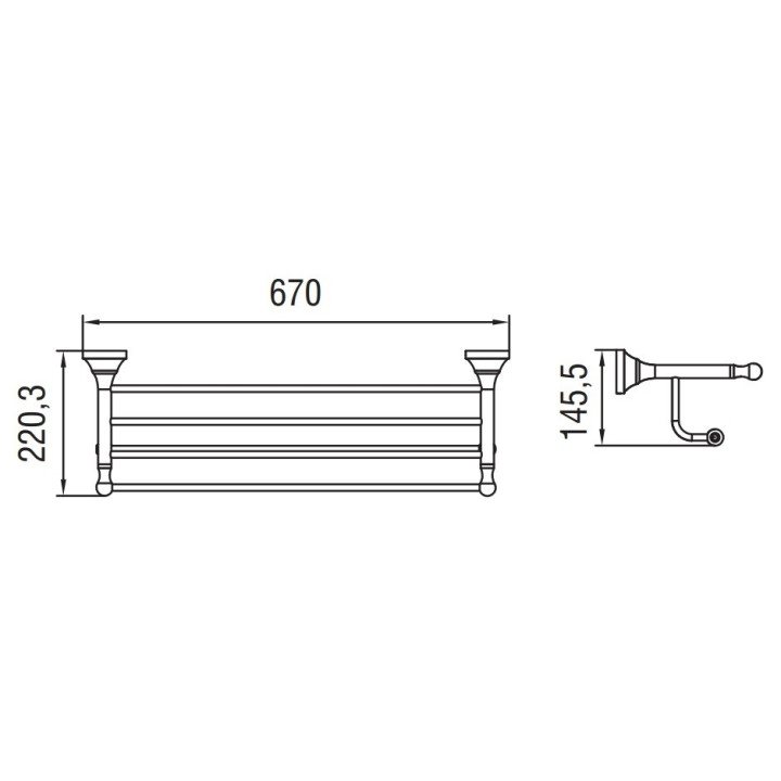 Półka na ręczniki Art Platino Nikolas z relingiem, chrom- sanitbuy.pl