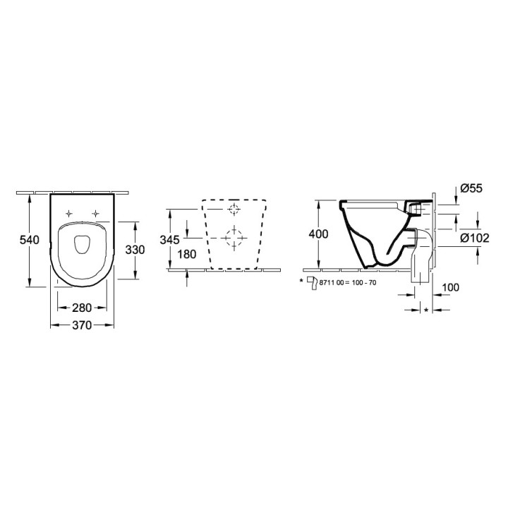 Toaleta WC stojąca Villeroy & Boch Architectura 37x54 cm lejowa DirectFlush bez kołnierza wewnętrznego, odpływ poziomy, biała We