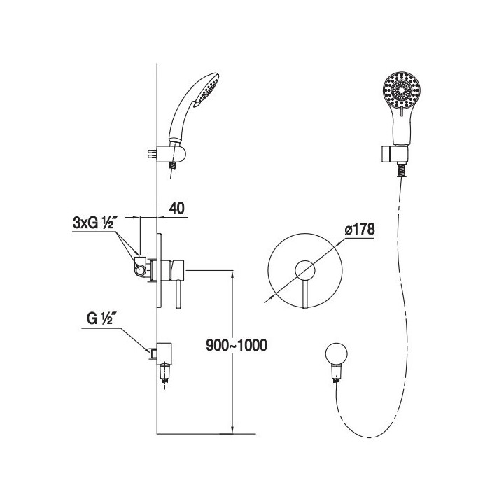 Zestaw prysznicowy Blue Water Denver podtynkowy, chrom - sanitbuy.pl
