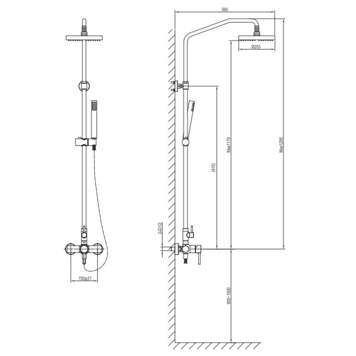 Zestaw prysznicowy Blue Water Denver natynkowy, chrom - sanitbuy.pl