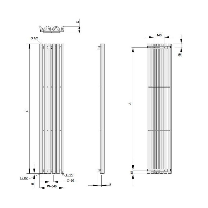 Grzejnik Enix Palma (PL) 66,8x188,6 cm - kolor standardowy- sanitbuy.pl