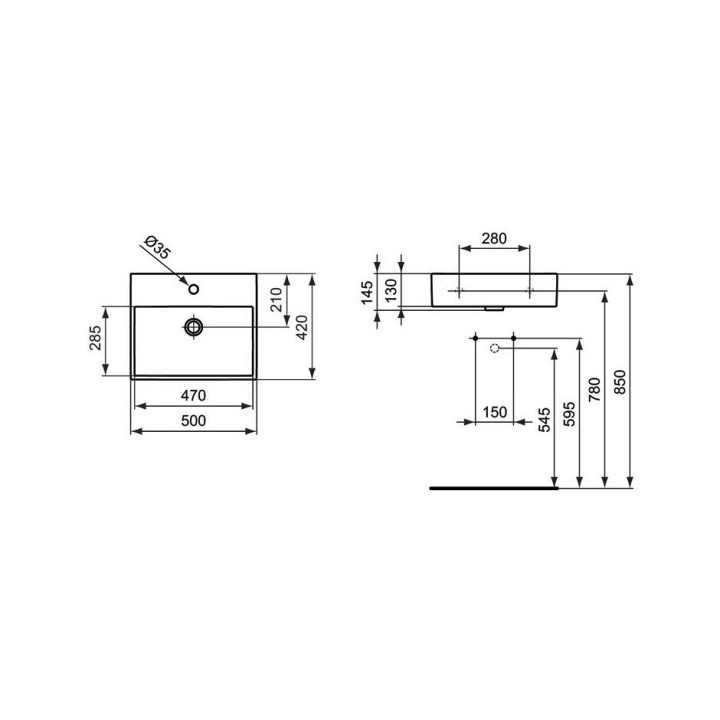 Umywalka stawiana na blat Ideal Standard Strada 60x42 cm, biała- sanitbuy.pl