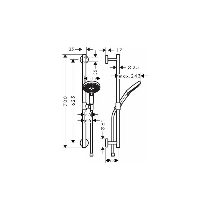 Zestaw prysznicowy Hansgrohe Raindance Select S 120/Unica Comfort 0,65 chrom - sanitbuy.pl