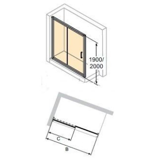 Ścianka boczna do drzwi suwanych Huppe Classics 2,  90x190 cm profil biały, szkło przezroczyste- sanitbuy.pl